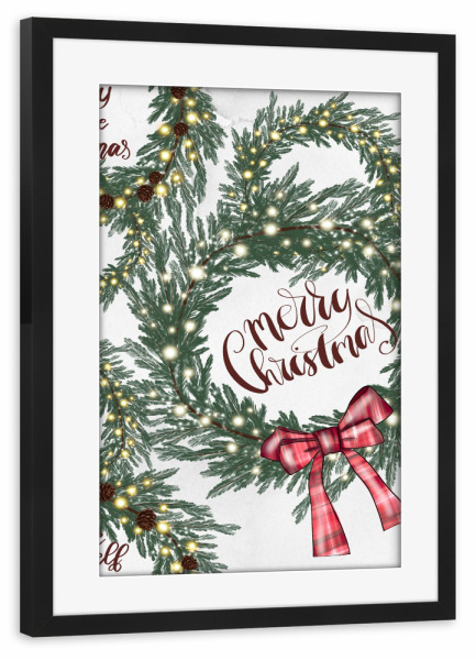 Poster mit Rahmen schwarz "Merry Christmas Pattern" artboxONE - Weihnachten,Festivals,Lustig