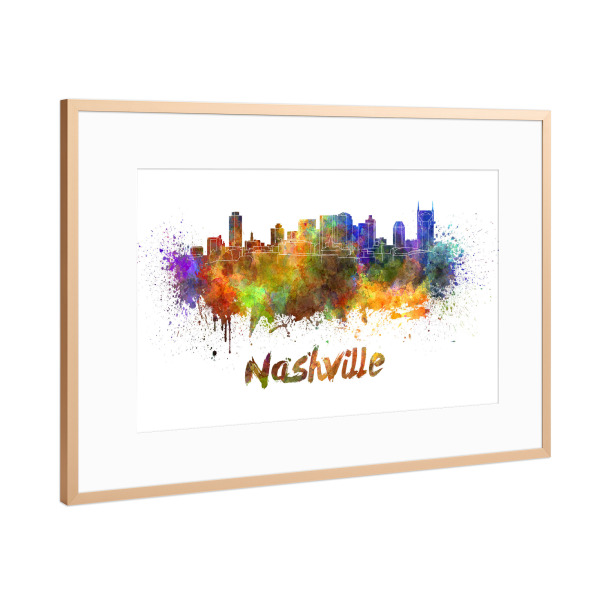 Poster mit Rahmen Kupfer "Skyline von NASHVILLE" artboxONE - Städte,Abstrakt,Architektur