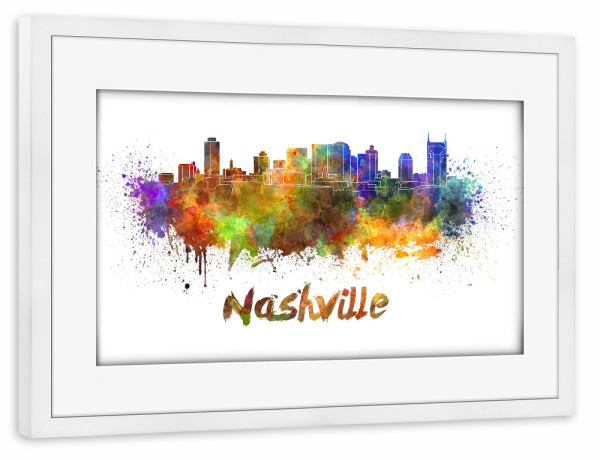 Poster mit Rahmen weiß "Skyline von NASHVILLE" artboxONE - Städte,Abstrakt,Architektur