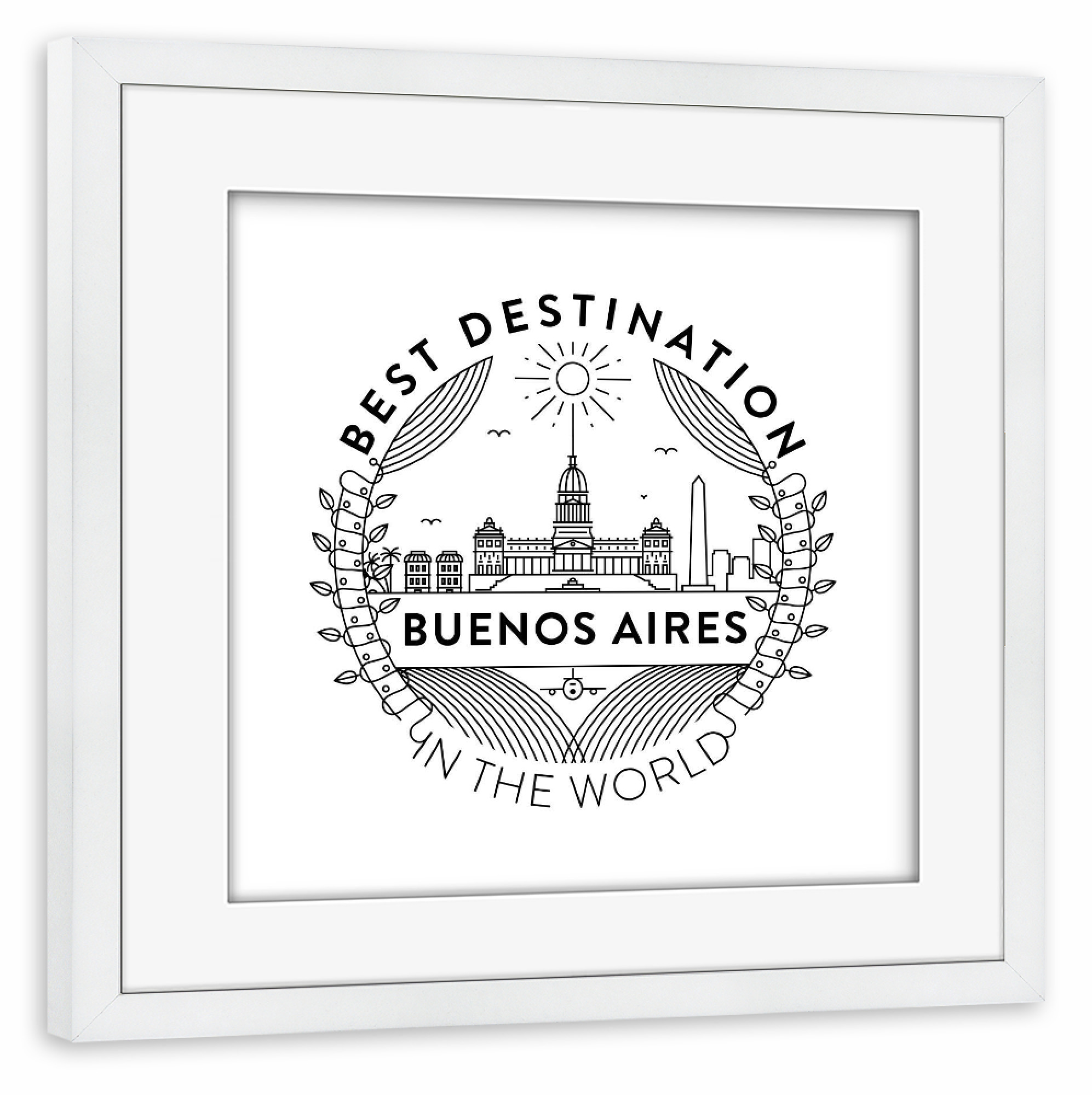 Poster mit Rahmen weiß "Buenos Aires-Abzeichen" artboxONE - Städte,Reise