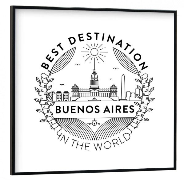 Poster mit schwarzem Rahmen 30x30 cm "Buenos Aires-Abzeichen" artboxONE - Städte,Reise