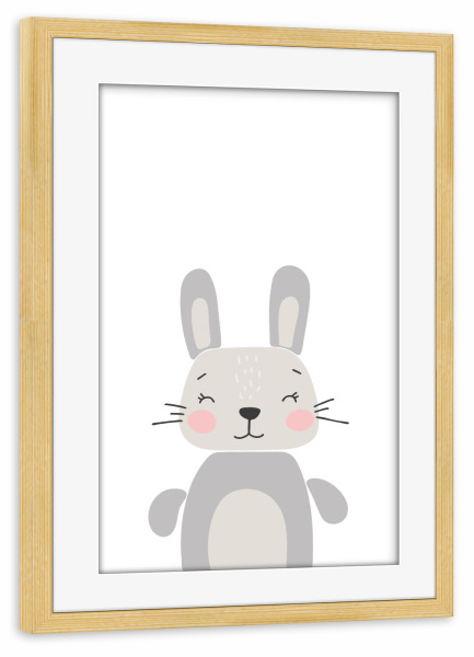 Poster mit Rahmen kiefer "Baby-Kaninchen-Porträt" artboxONE - Für Kinder,Tiere