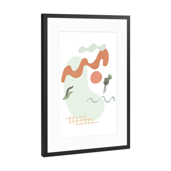 Poster mit Rahmen Schwarz (Metallic) "Sonniger Tag Lake Mountain" artboxONE - Natur,Abstrakt