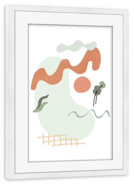 Poster mit Rahmen weiß "Sonniger Tag Lake Mountain" artboxONE - Natur,Abstrakt