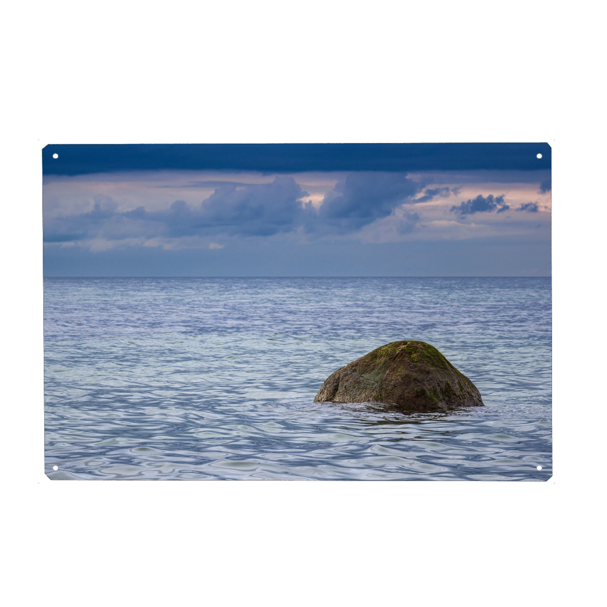 Holzbild "Meer, Findling, Wolken" artboxONE - Natur,Reise,Reise / Strand und Meer