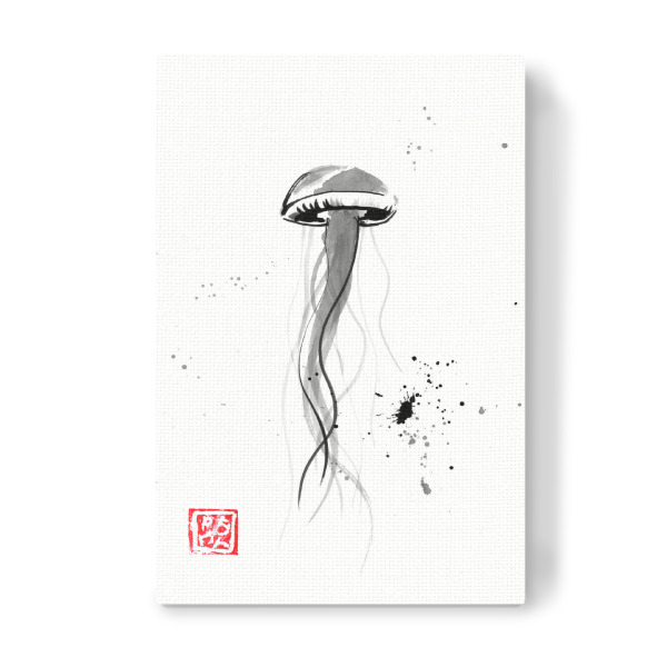 Leinwandbild "Jellifish spot" artboxONE - Tiere,Schwarzweiß - Qualle,Sumie,Japan,Tier,Schwarzweiß