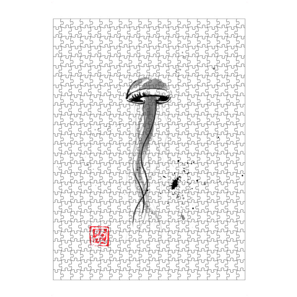Puzzle Ravensburger "Jellifish spot" artboxONE - Tiere,Schwarzweiß - Qualle,Sumie,Japan,Tier,Schwarzweiß - Bild qualle