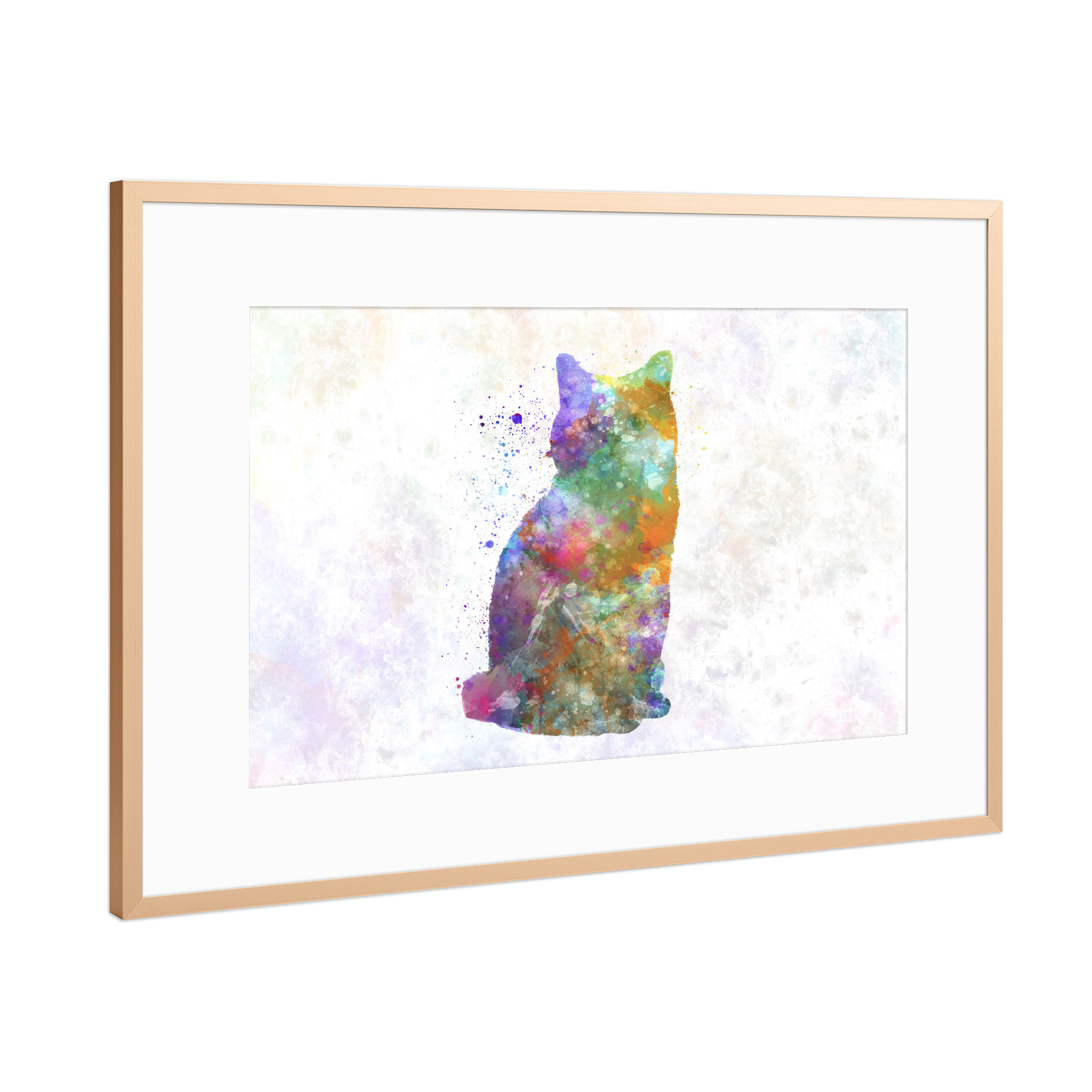 Poster mit Rahmen Kupfer "Britisch Kurzhaar in Aquarell" artboxONE - Tiere,Abstrakt