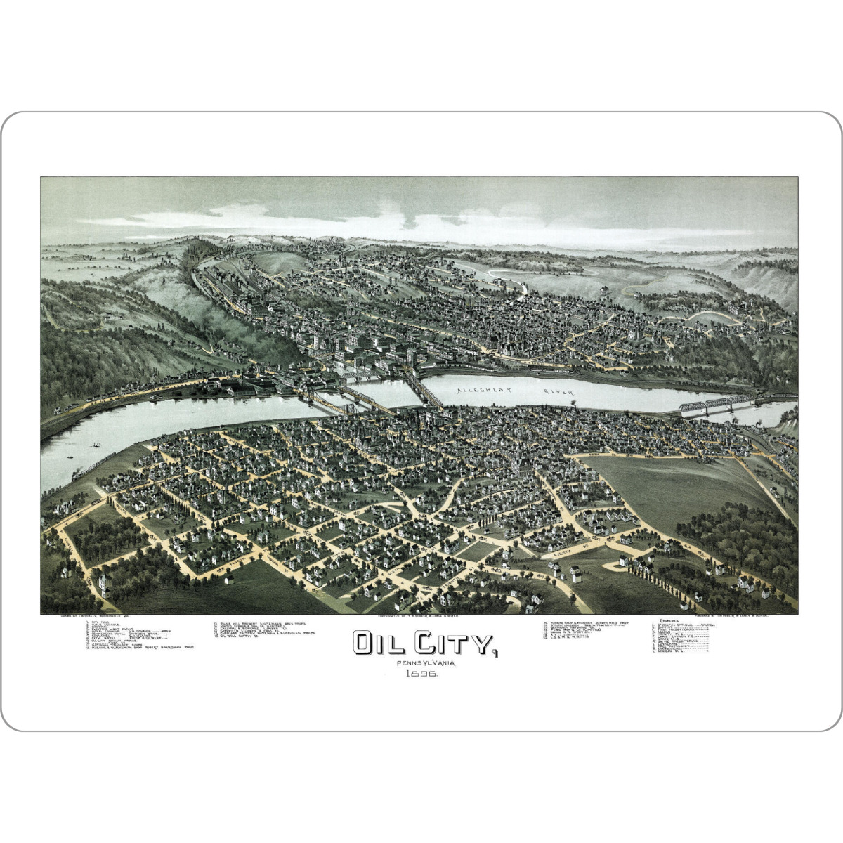 Tischset "Alte Karte der Stadt Oil" artboxONE - Kartografie