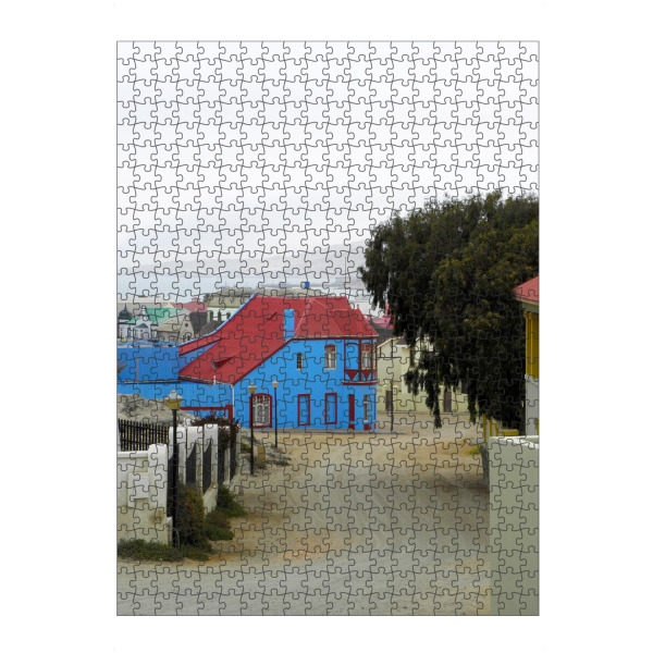 Puzzle Ravensburger "Blaues Haus in Lüderitzbucht" artboxONE - Reise,Architektur,Reise / Strand und Meer,Reise / Afrika,Reise / Länder
