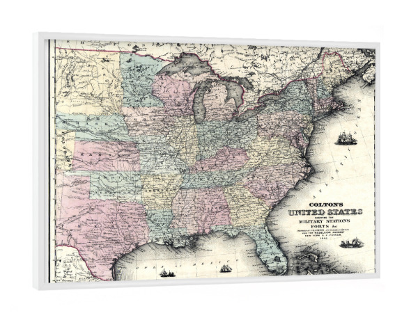 Poster mit weißem Rahmen "Alte nordamerikanische Karte" artboxONE - Kartografie