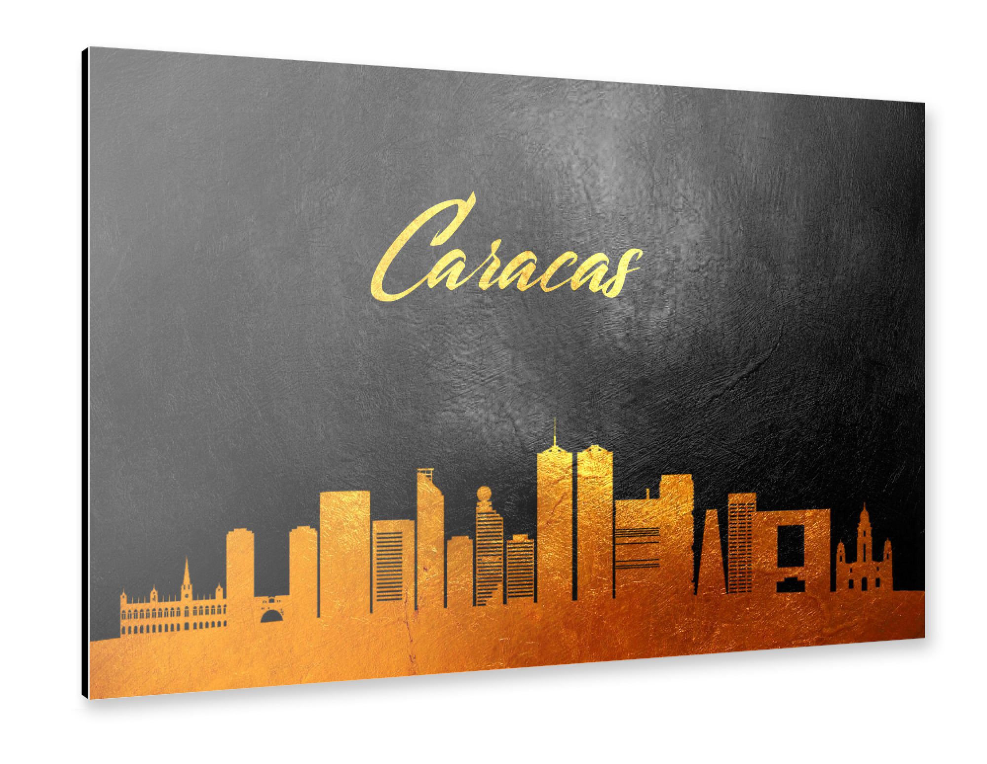 Alu-Dibond "Caracas Venezuela Gold Skyline" 30x20 cm artboxONE