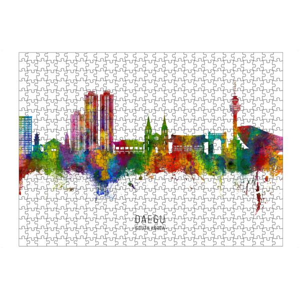Puzzle Ravensburger "Daegu Skyline Südkorea txt" artboxONE - Städte - Daegu,Südkorea,Skyline,Stadtbild,Stadtbild,Aquarell,Malerei - Bild daegu
