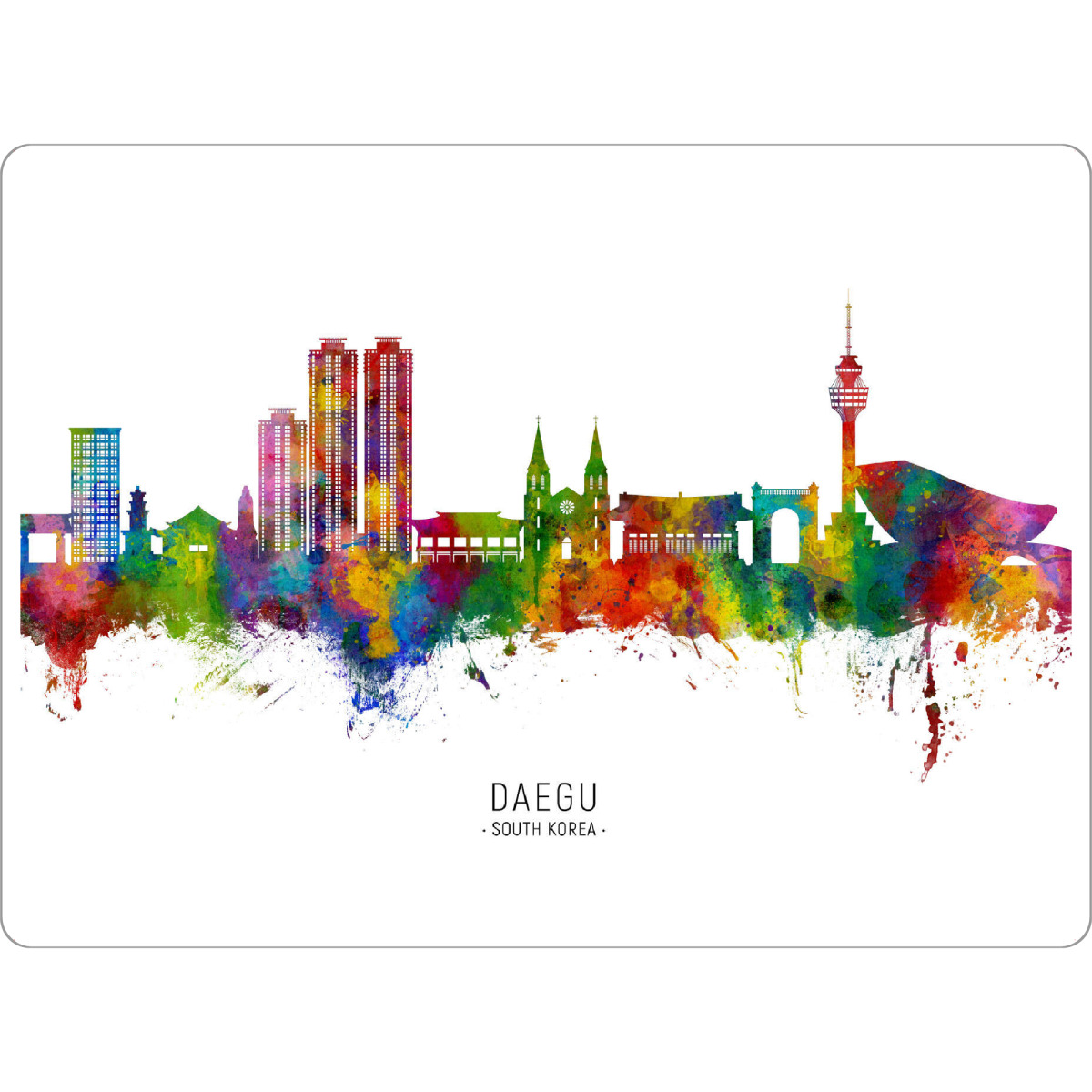 Tischset "Daegu Skyline Südkorea txt" artboxONE - Städte - Daegu,Südkorea,Skyline,Stadtbild,Stadtbild,Aquarell,Malerei - Bild daegu
