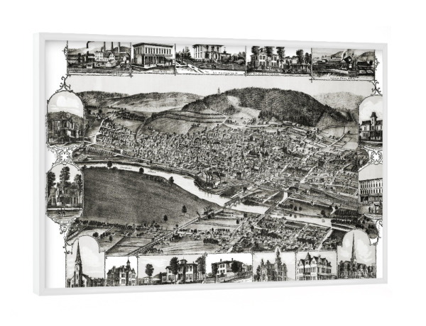 Poster mit weißem Rahmen "Karte von Corning - New York" artboxONE - Kartografie