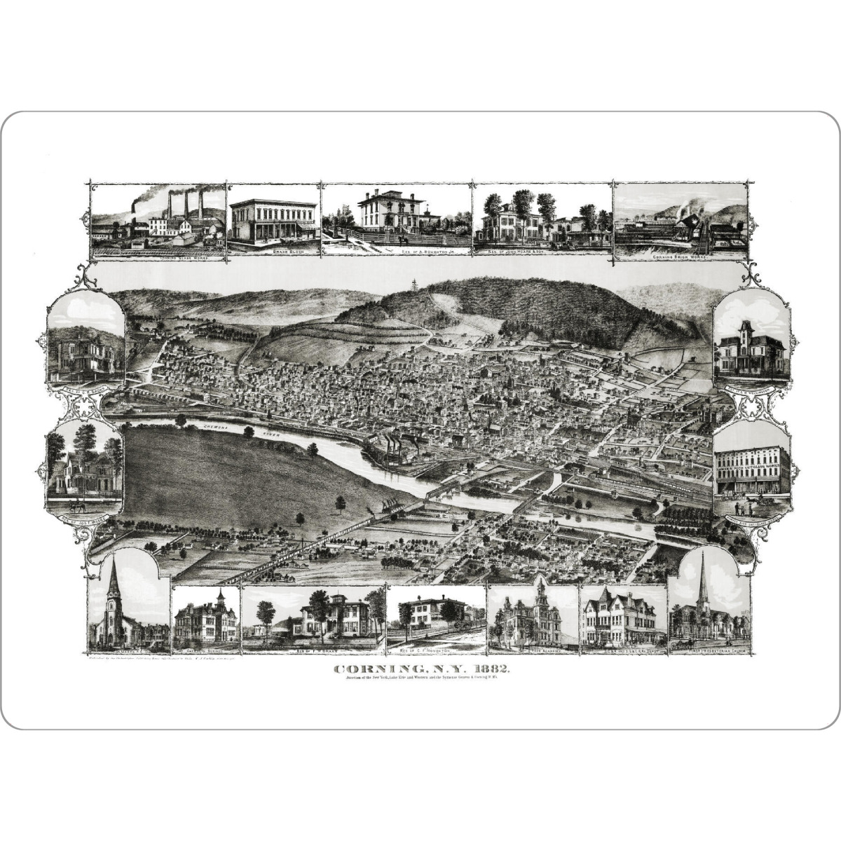 Tischset "Karte von Corning - New York" artboxONE - Kartografie