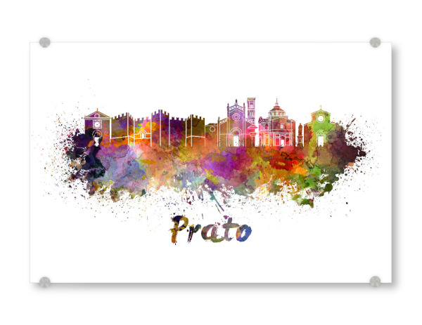 Acrylglasbild "PRATO-Skyline in Aquarell" artboxONE - Städte,Abstrakt,Architektur