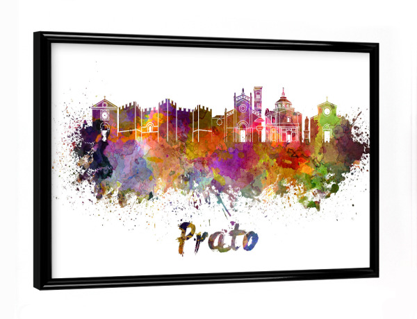 Poster mit schwarzem Rahmen "PRATO-Skyline in Aquarell" artboxONE - Städte,Abstrakt,Architektur