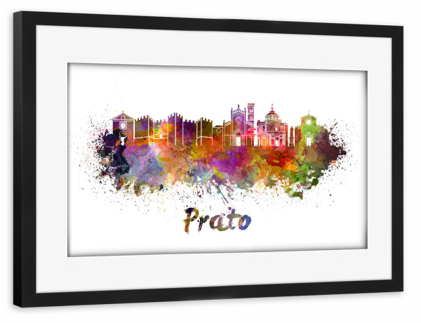 Poster mit Rahmen schwarz "PRATO-Skyline in Aquarell" artboxONE - Städte,Abstrakt,Architektur
