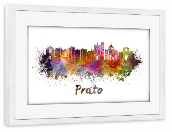 Poster mit Rahmen weiß "PRATO-Skyline in Aquarell" artboxONE - Städte,Abstrakt,Architektur