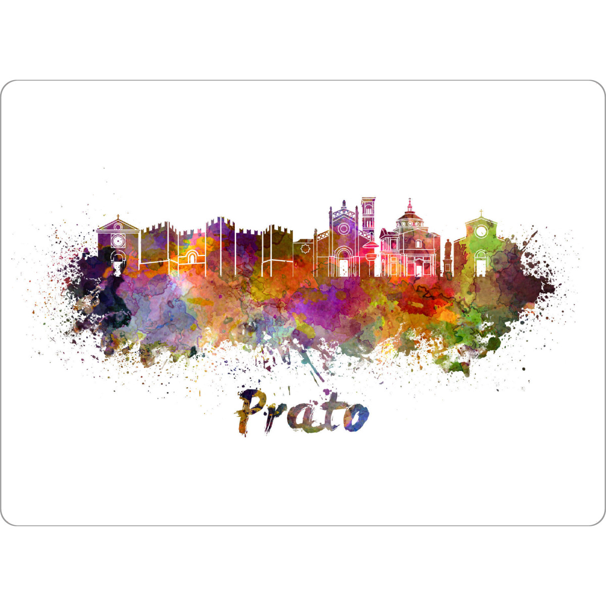 Tischset "PRATO-Skyline in Aquarell" artboxONE - Städte,Abstrakt,Architektur - Skyline,Denkmäler,Tourismus,Farbe,Stadt,Reise,Aquarell,Speicher,Prato