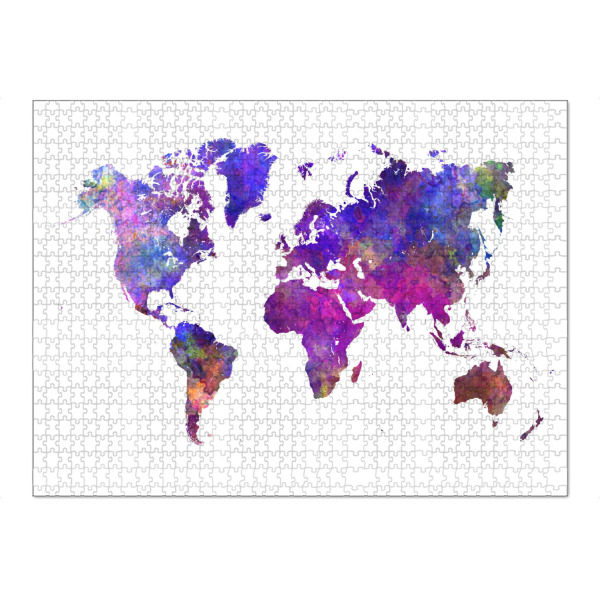 Puzzle Ravensburger "Aquarell Weltkarte-b" artboxONE - Reise,Abstrakt,Kartografie