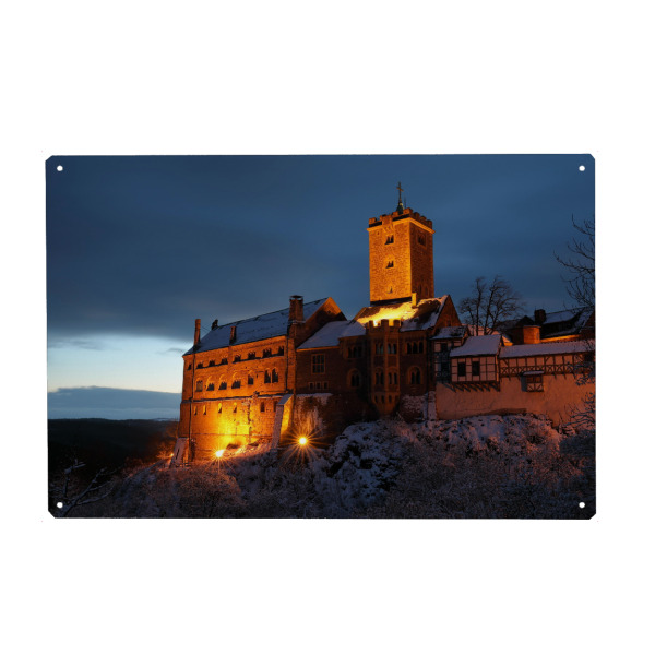 Metall Poster "Die Wartburg bei Nacht" artboxONE - Architektur - Wartburg,Eisenach,Thuringia,Luther,Middle ages,Castle,Deutschland,Burg,Gebäude