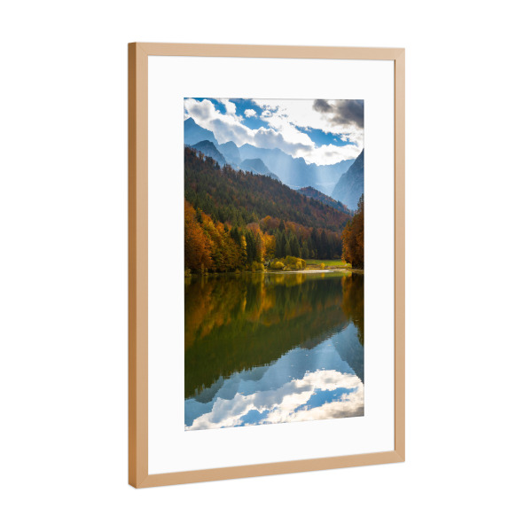 Poster mit Rahmen Kupfer "Herbst an der Zugspitze" artboxONE - Natur,Reise - Waxenstein,Rießersee,Berge,Bayern,Deutschland,Natur,Landschaft