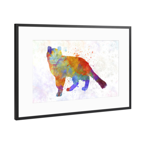 Poster mit Rahmen Schwarz (Metallic) "Curl American in Aquarell" artboxONE - Tiere,Abstrakt
