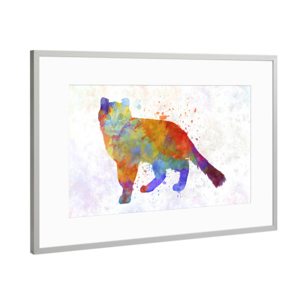 Poster mit Rahmen Silber "Curl American in Aquarell" artboxONE - Tiere,Abstrakt
