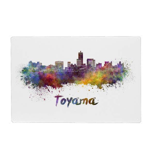 Metall Poster "TOYAMA-Skyline in Aquarell-x" artboxONE - Städte,Abstrakt,Architektur