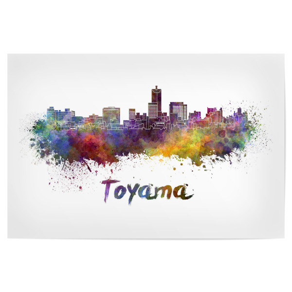 Poster "TOYAMA-Skyline in Aquarell-x" artboxONE - Städte,Abstrakt,Architektur