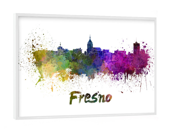 Poster mit weißem Rahmen "FRESNO skyline-b" artboxONE - Städte,Abstrakt,Architektur