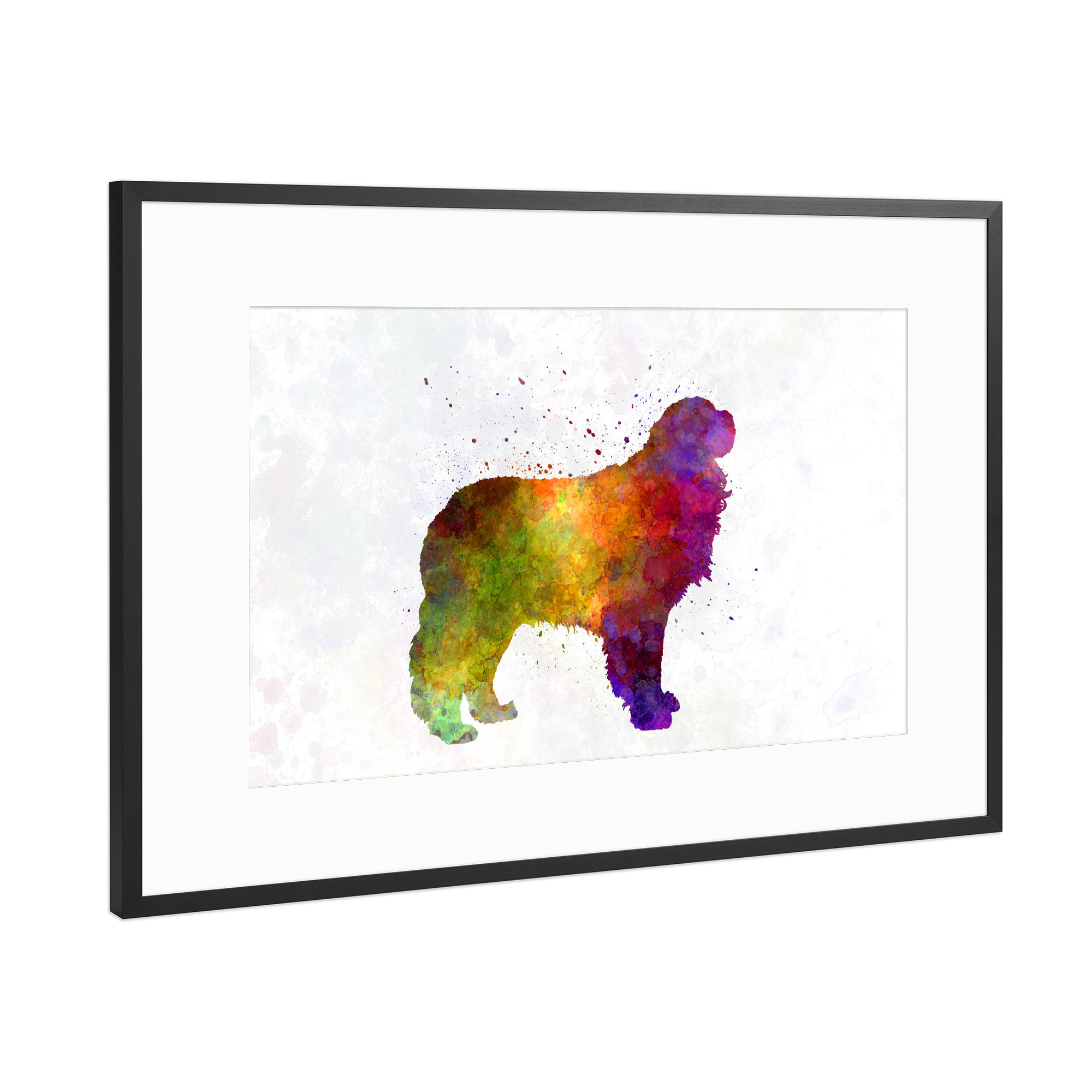 Poster mit Rahmen Schwarz (Metallic) "Pyrenäen-Mastiff im Aquarell" artboxONE - Tiere,Abstrakt