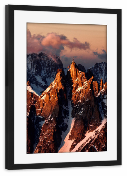 Poster mit Rahmen schwarz "Aiguille du Midi am Abend" artboxONE - Natur,Reise