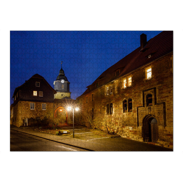 Puzzle Ravensburger "Burgkirche von Herleshausen" artboxONE - Architektur - Burg,Kirche,Herleshausen,Schloss,Dorf,Hessen,Nacht - Bild burg
