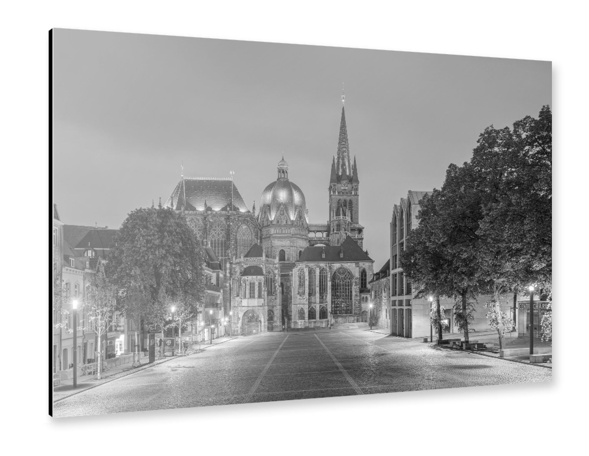 Alu-Dibond "Aachener Dom schwarz-weiß" 75x50 cm artboxONE