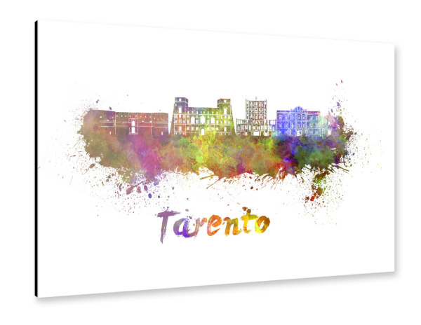 Alu-Dibond "TARENT Skyline in Aquarell-x" 30x20 cm artboxONE
