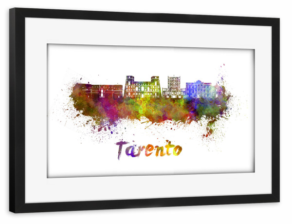 Poster mit Rahmen schwarz "TARENT Skyline in Aquarell-x" artboxONE - Städte,Abstrakt,Architektur