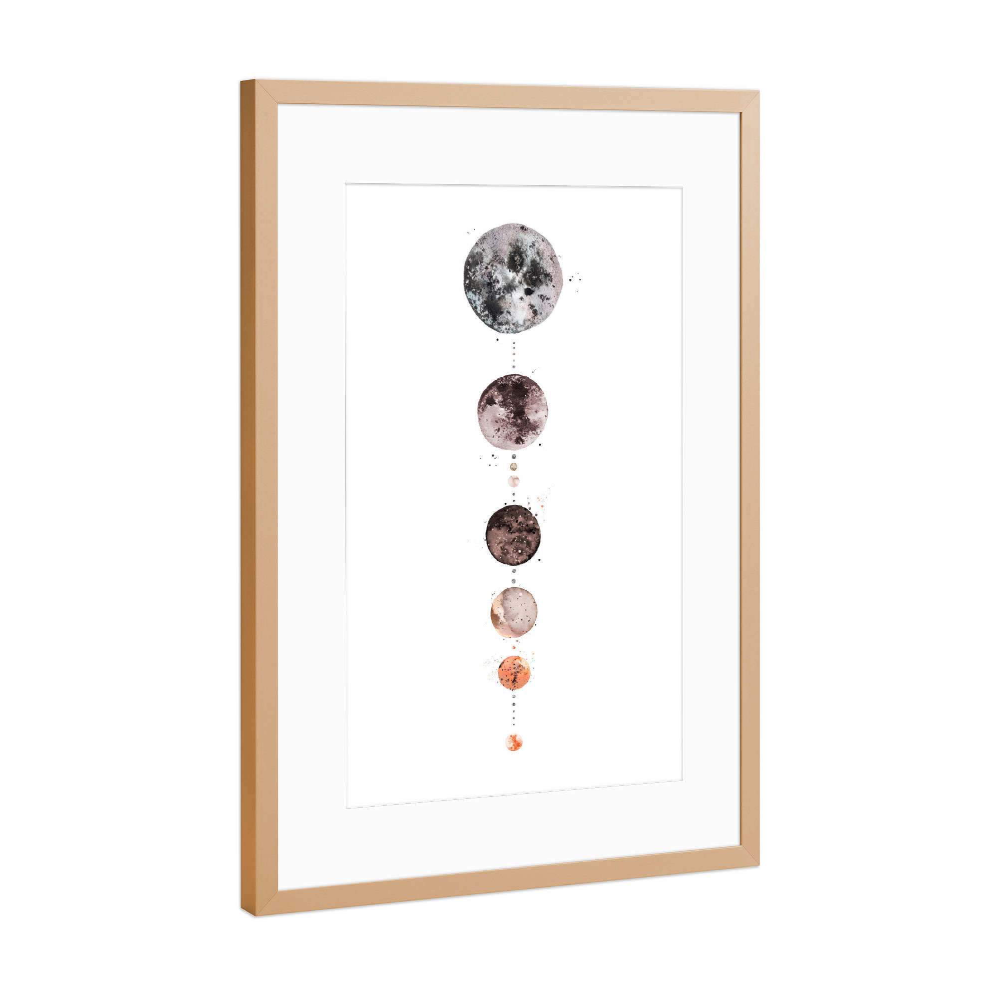 Poster mit Rahmen Kupfer "Aligned Full Moons" artboxONE - Fashion,Fiktion,Galaxy