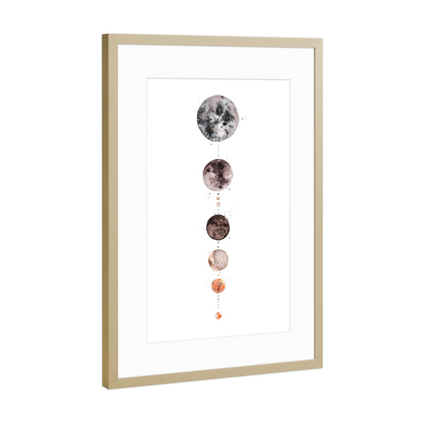 Poster mit Rahmen Gold "Aligned Full Moons" artboxONE - Fashion,Fiktion,Galaxy