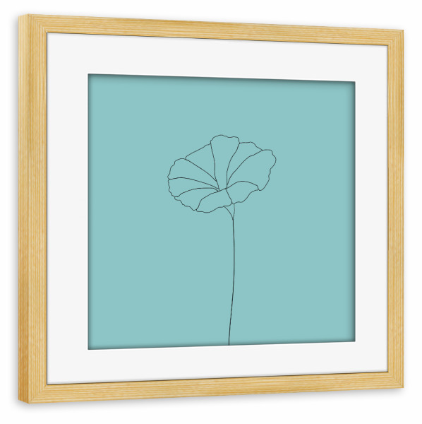 Poster mit Rahmen kiefer "Mohnblume grün" artboxONE - Floral,Abstrakt - Mohnblume,Abstrakt,Abstract,Fineline,Schwarz,Art,Blume,Floral,Minimalistisch