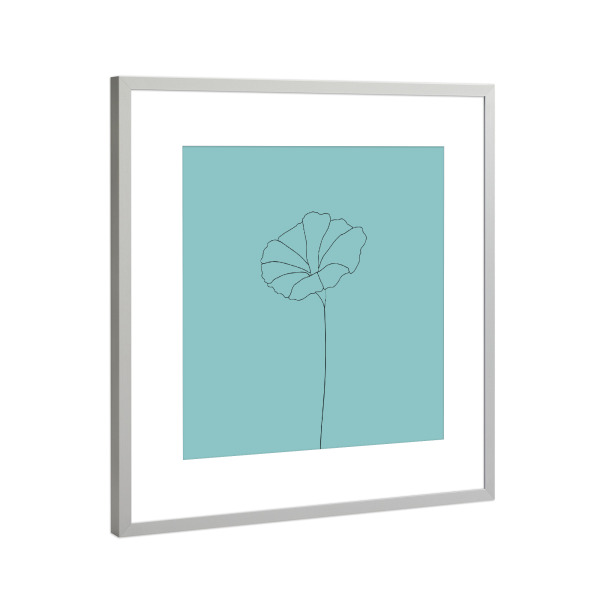 Poster mit Rahmen Silber "Mohnblume grün" artboxONE - Floral,Abstrakt - Mohnblume,Abstrakt,Abstract,Fineline,Schwarz,Art,Blume,Floral,Minimalistisch