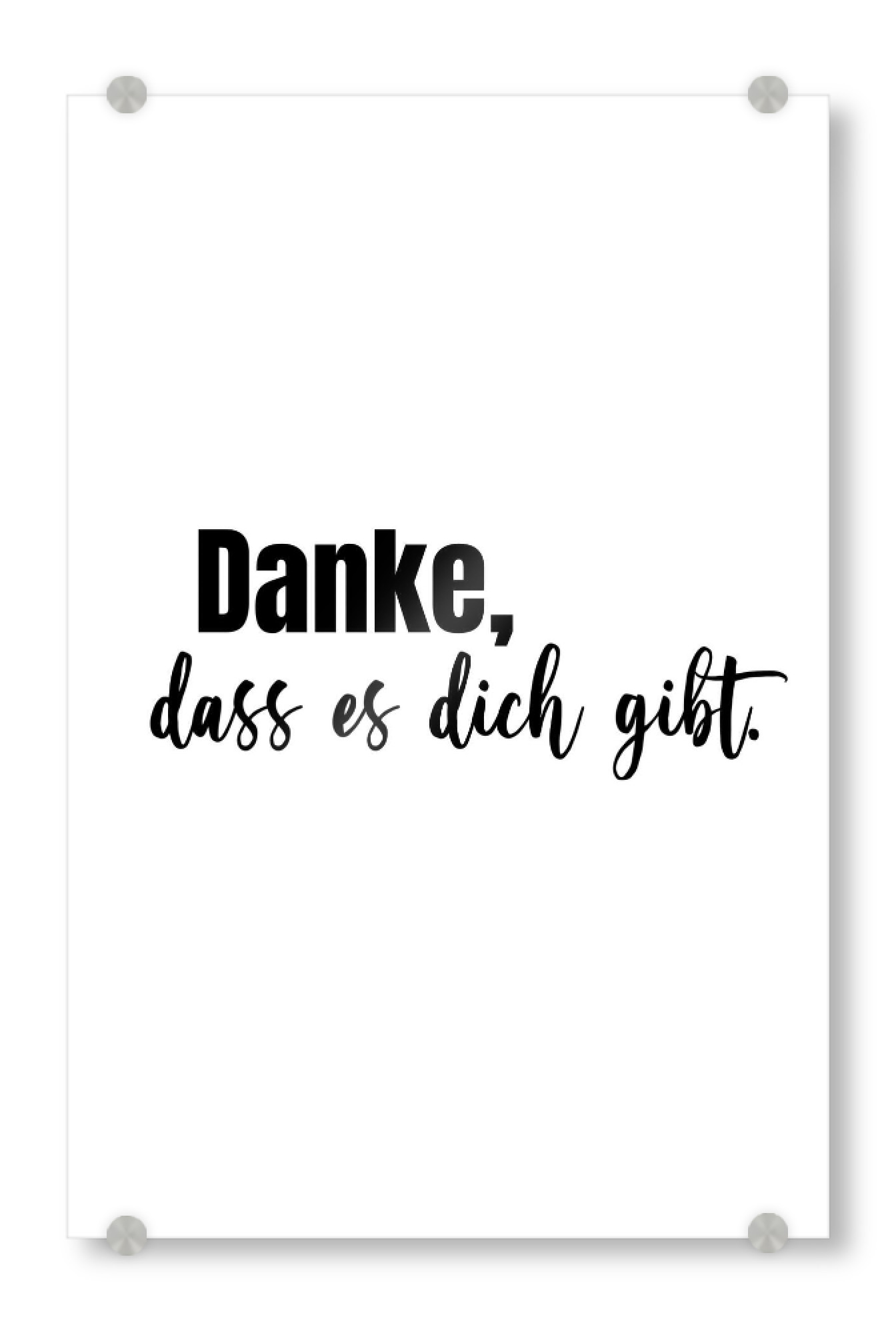 Acrylglasbild "Danke s/w" artboxONE - Typografie,Liebe,Für Mama - Danke,Typo,Typografie,Schwarzweiß,Liebe,Minimalistisch,Mama,Muttertag,Handschrift