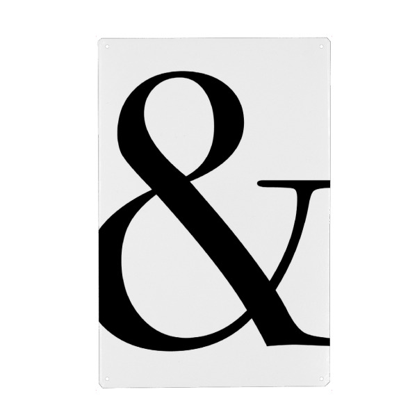 Metall Poster "Und Symbol s/w" artboxONE - Typografie - Und,Symbol,&,Schwarzweiß,Typo,Typografie - Blechschild