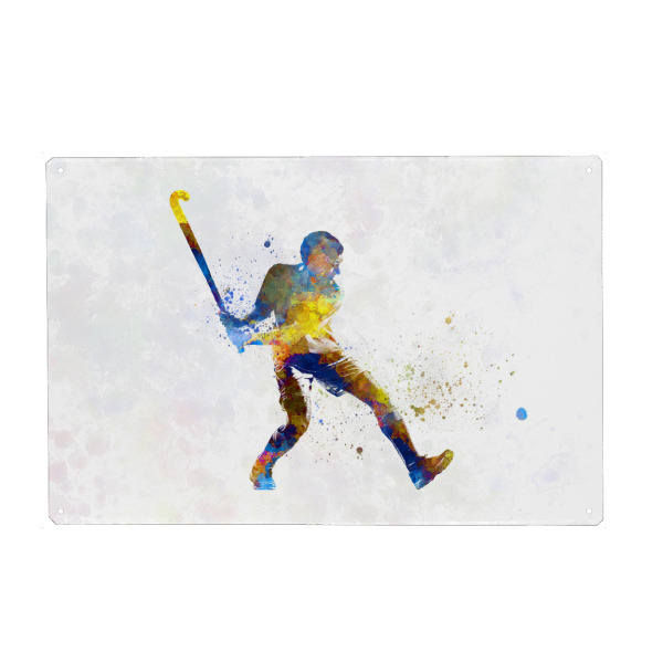 Metall Poster "Watercolor field hockey-n" artboxONE - Abstrakt,Sport