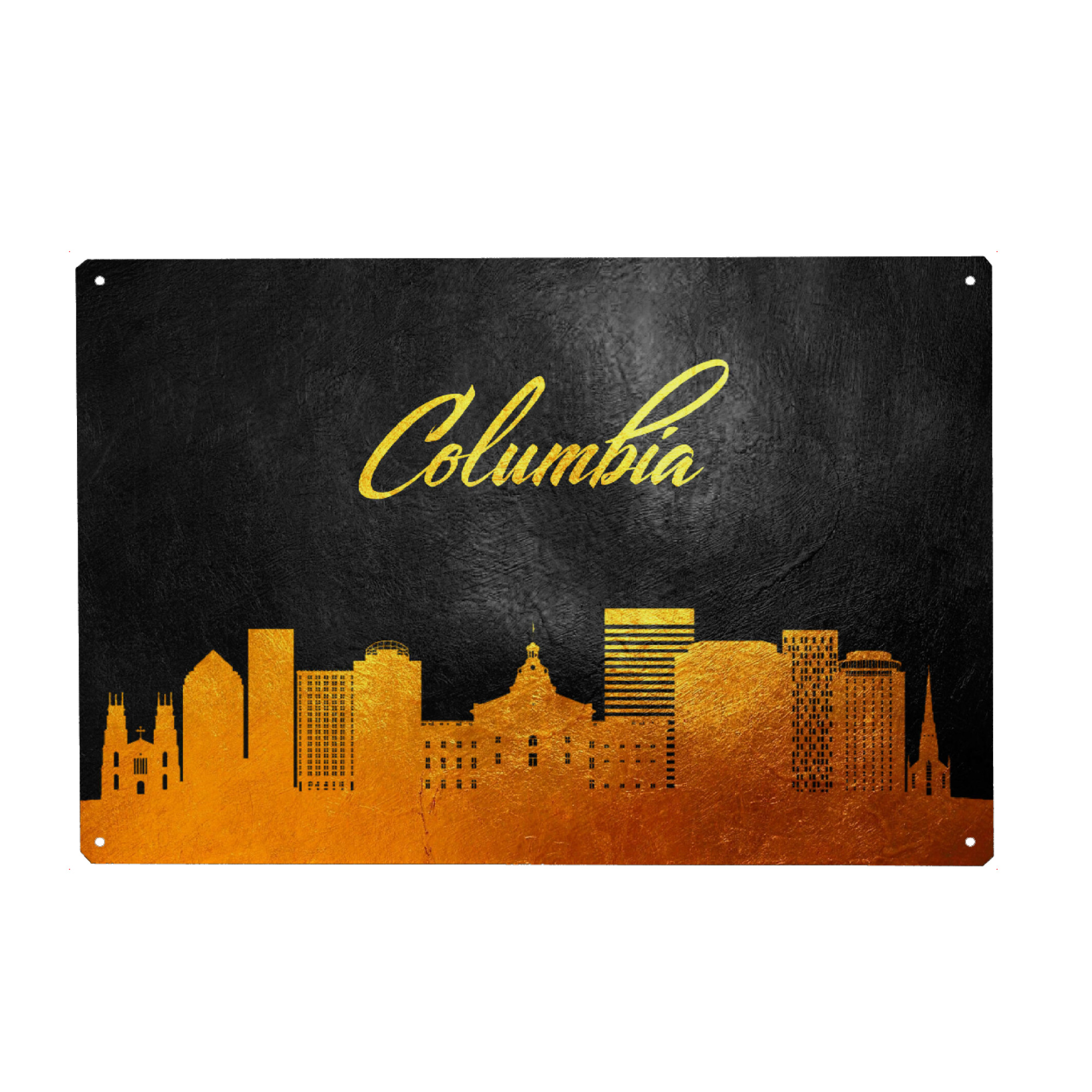 Metall Poster "Columbia South Carolina Gold" artboxONE - Städte - Columbia,South carolina,Gold,Skyline,Stadt - Blechschild