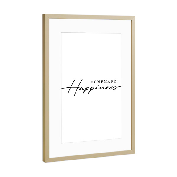 Poster mit Rahmen Gold "Homemade Happiness minimal" artboxONE - Typografie,Menschen,Liebe - Zuhause,Minimalistisch,Typo,Typografie,Schwarzweiß,Glück