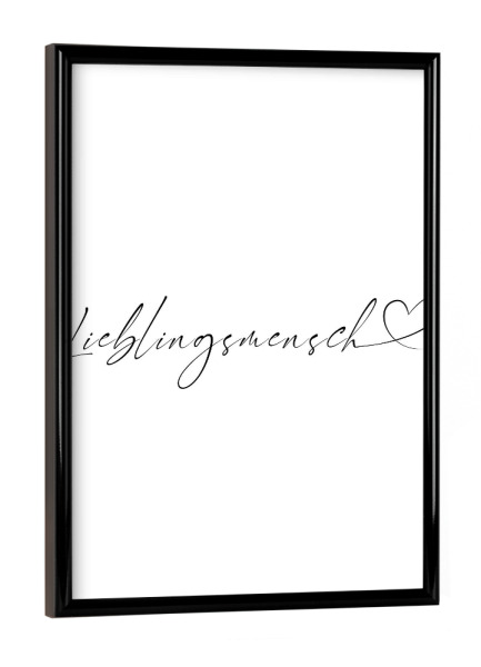 Poster mit schwarzem Rahmen "Lieblingsmensch Typo" artboxONE - Typografie,Menschen,Liebe,Für Mama,Für Papa
