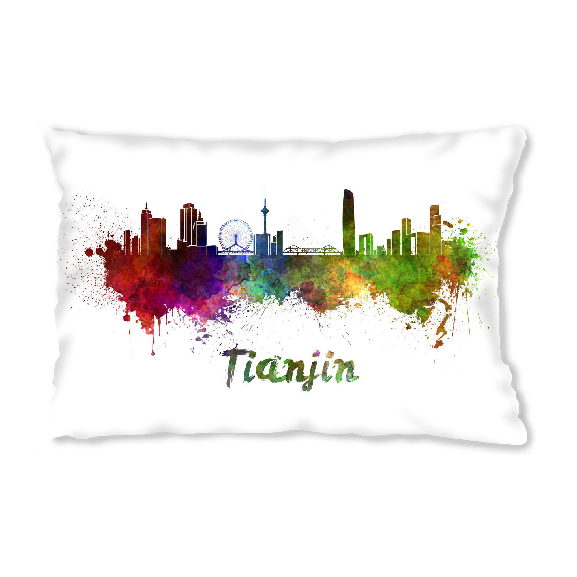 Design-Kissen "TIANJIN-Skyline im Aquarell-x" artboxONE - Städte,Abstrakt,Architektur